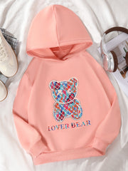 Big Girls' Bear Graphic Active Hoodie Sweatshirt Spring Fall Outerwear