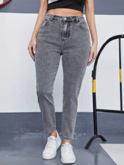 High Rise Tapered Leg Jeans