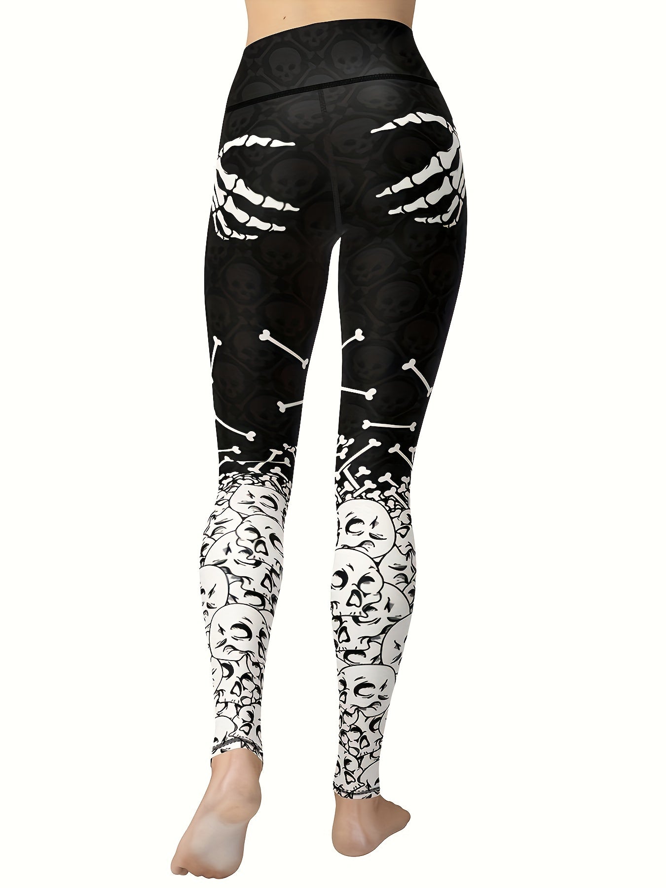 Bone Print Leggings Sports Fitness Yoga Running Trousers Women's Activewear