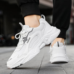 Men's Reflective Chunky Shoes Non Slip Lace Up Sneakers For Outdoor Activities