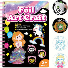 2in 1 Foil Fun Art Kit Kids and Princess Craft DIY Kit Coloring Book Creative