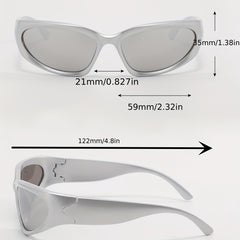 Y2K Wrap Around Sunglasses Futuristic Mirror Lens UV400