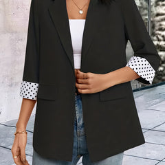 Contrast Trim Lapel Blazer One Button Work Office Outerwear