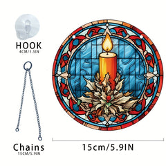 Acrylic Christmas Candle Leaf Stain Window Hanging Pendant