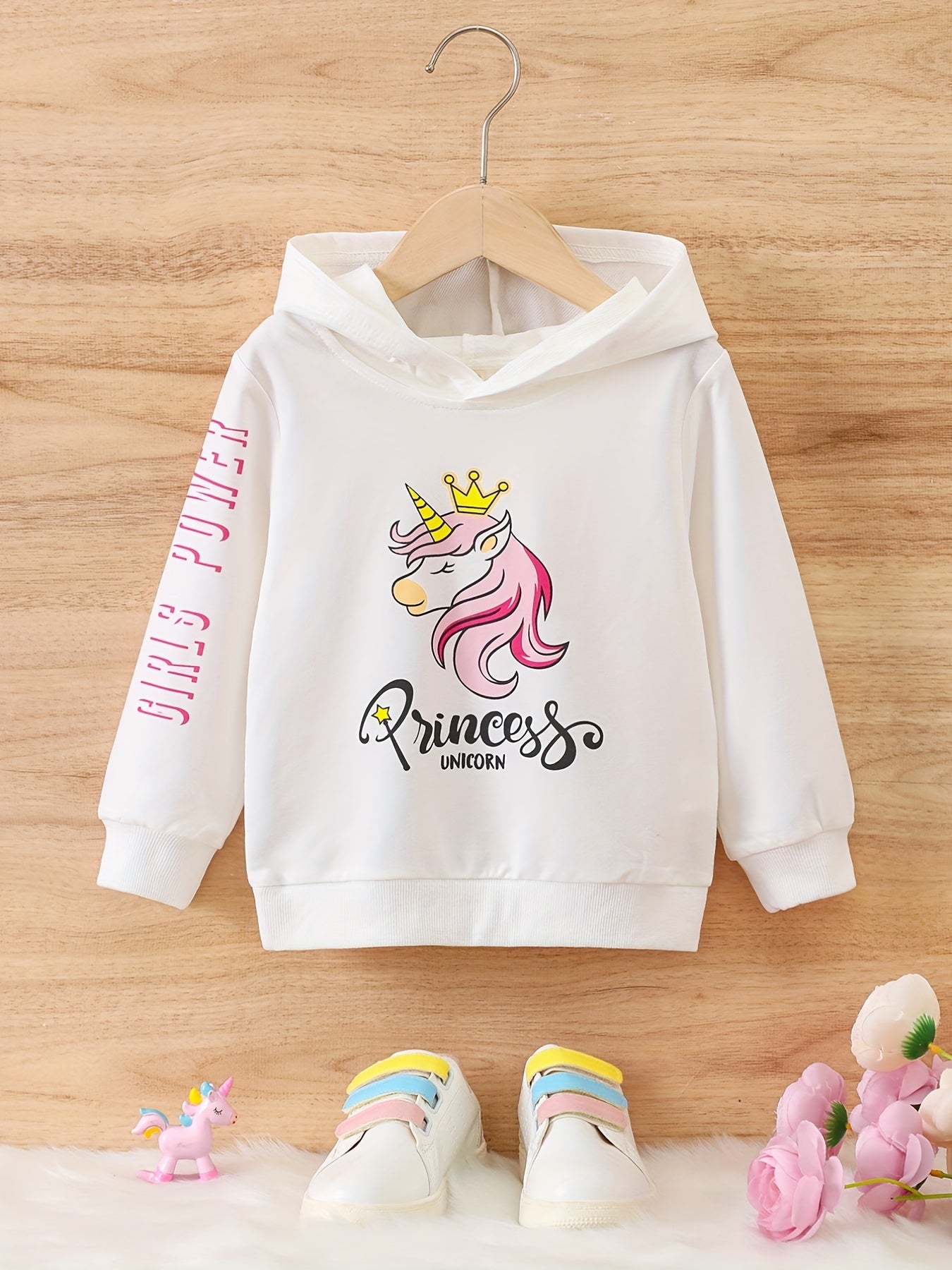 Girls' Unicorn Crown Hoodie Sweatshirt Top Long Sleeve Pullover