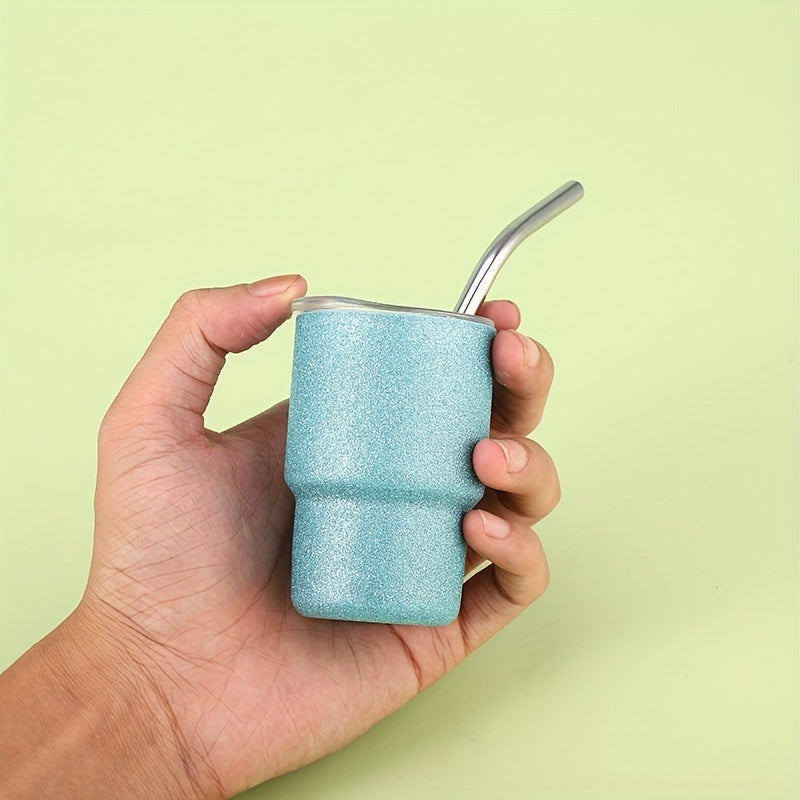 60ml Mini Stainless Steel Insulated Cup with Straw for Outdoor Activities