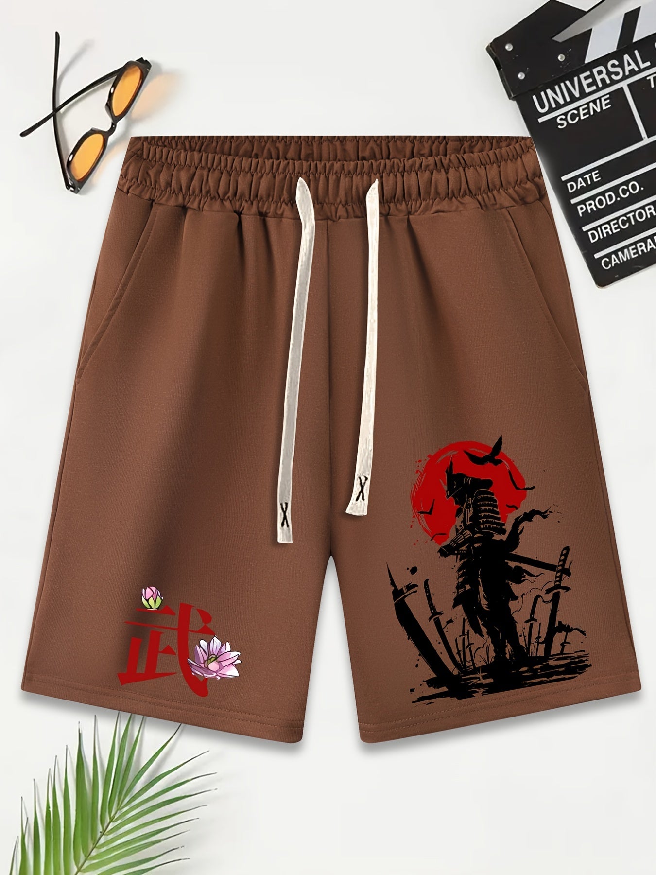 Warrior Pattern Comfy Shorts Men's Casual Elastic Waist Drawstring Shorts