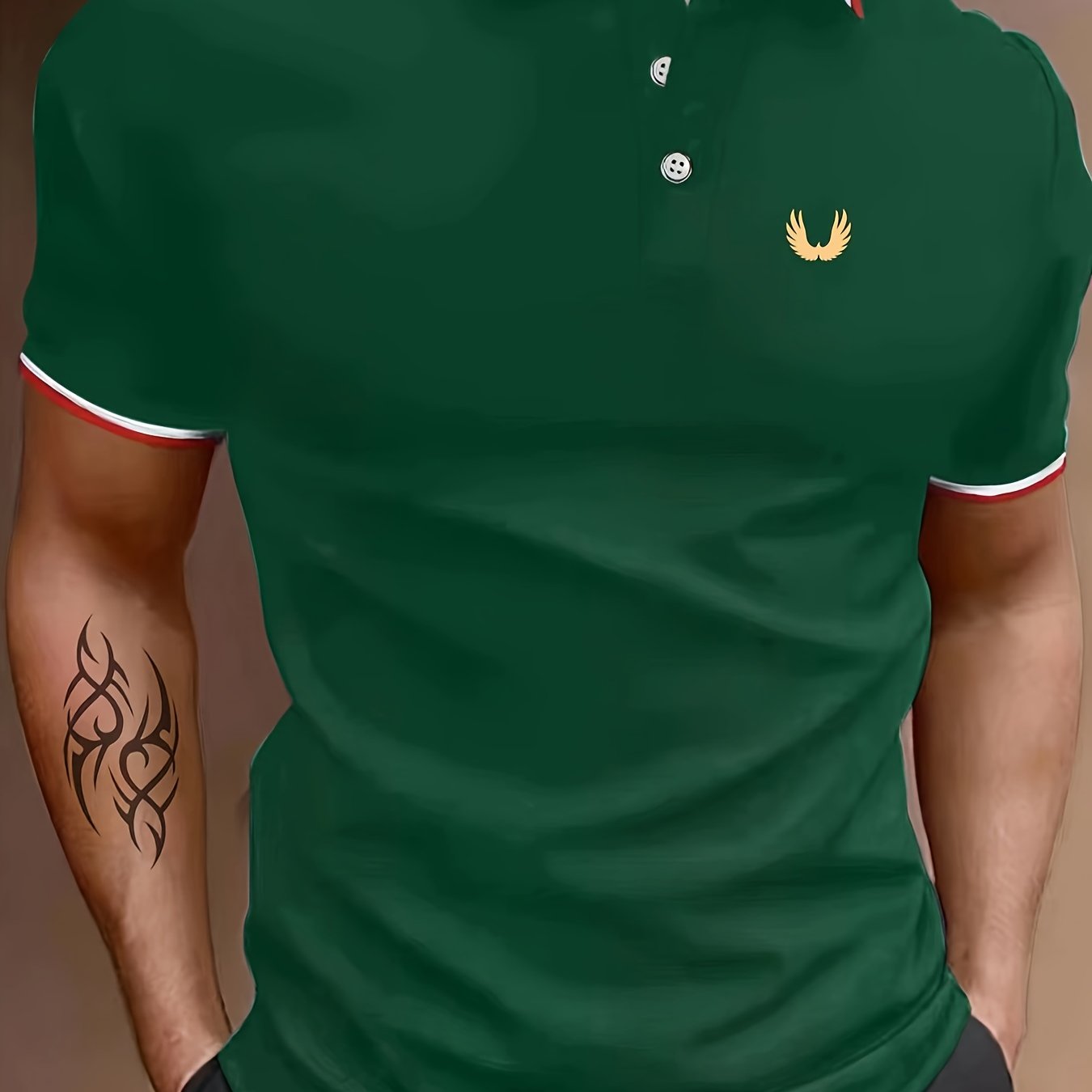 WING Men's Golf Short Sleeve Shirts - Breathable Sports Top