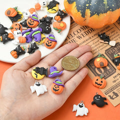 10pcs Halloween Resin Pumpkin Head Bat Demon Persian Cat Shirt Castl