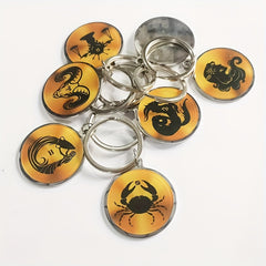 Zodiac Print Stainless Steel Keychain