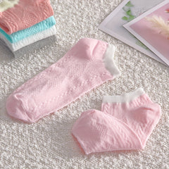 5 Pairs Colorblock Ankle Socks Soft Lightweight Low Cut Women's Stockings
