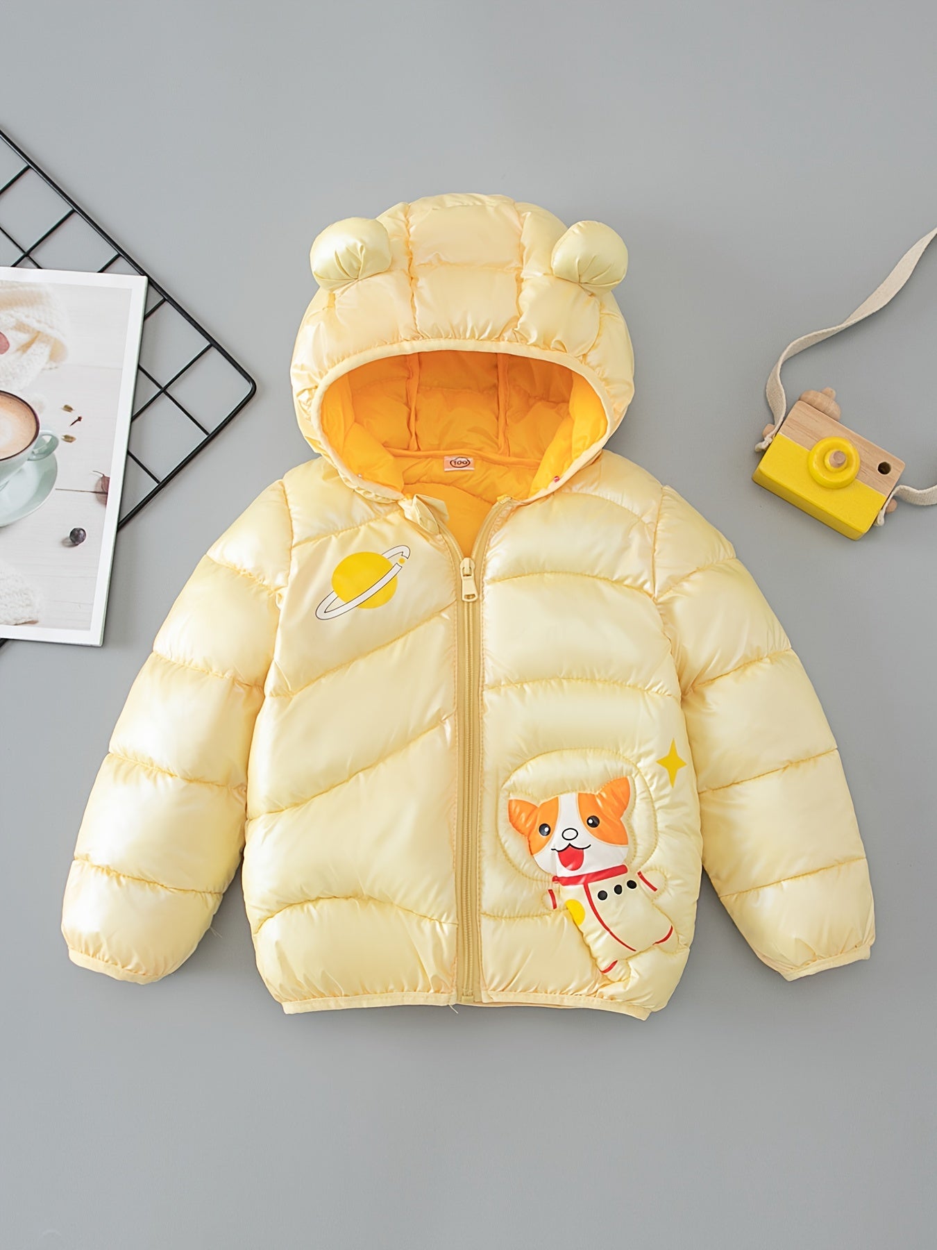 Hooded Coat For Toddlers Winter Windproof Monkey Prints Fleece Snowsuit Outwear