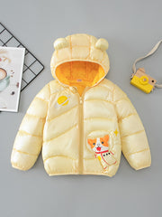 Hooded Coat For Toddlers Winter Windproof Monkey Prints Fleece Snowsuit Outwear