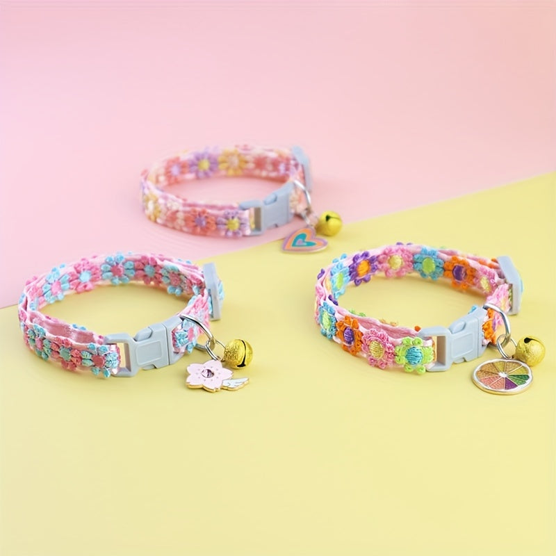 Pet Necklace with Lace Flower & Bell for Cats & Small Dogs