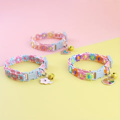 Pet Necklace with Lace Flower & Bell for Cats & Small Dogs