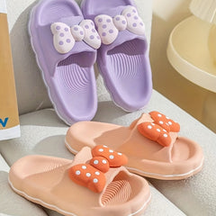 Women's Polka Dot Bow Slides Soft PVC Home Cloud Shoes