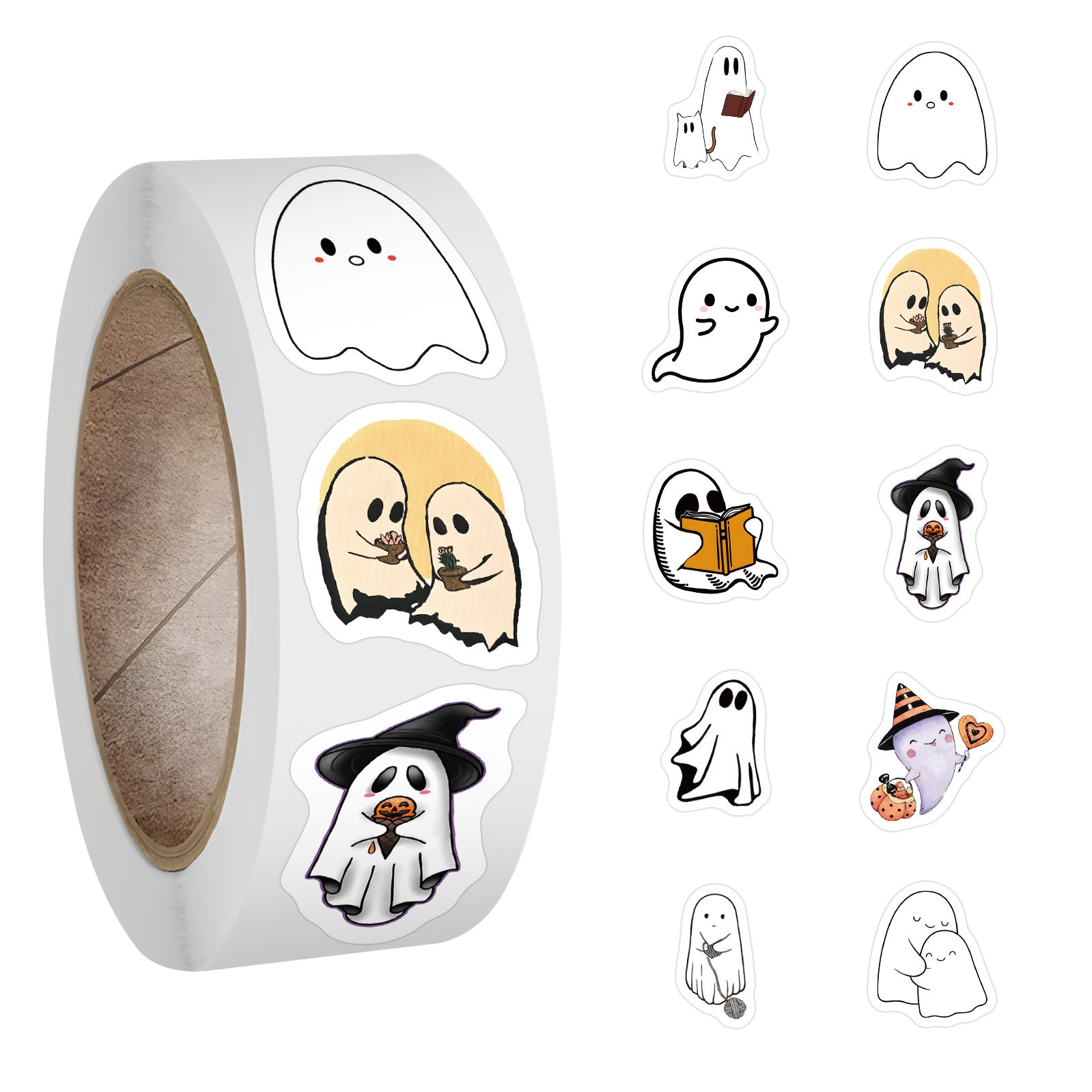 500pcs Halloween Ghost Stickers Roll Vinyl Ghost Stickers For Laptop
