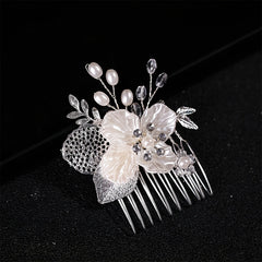 Flower Rhinestone Faux Pearl Hair Comb Hairpin Party Favor Decorations