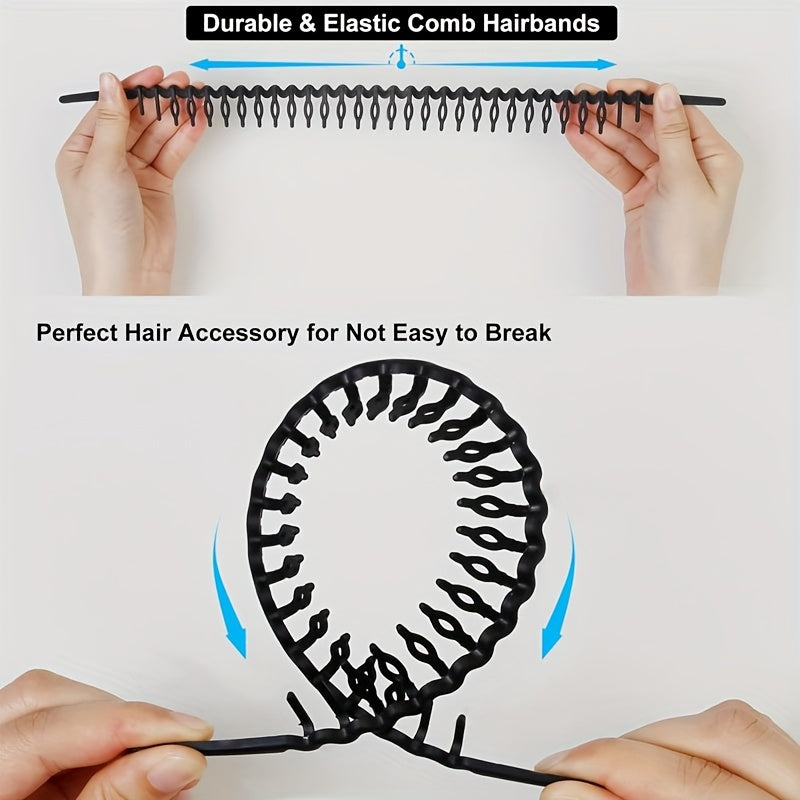 8pcs Plastic Headbands with Non Slip Hair Comb Stylish Durable & Versatile