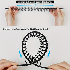 8pcs Plastic Headbands with Non Slip Hair Comb Stylish Durable & Versatile
