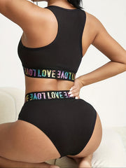 Letter Print Bra & Panties Set