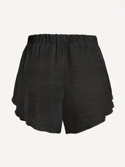 Ruffle Trim Split Shorts Women's Summer Shorts