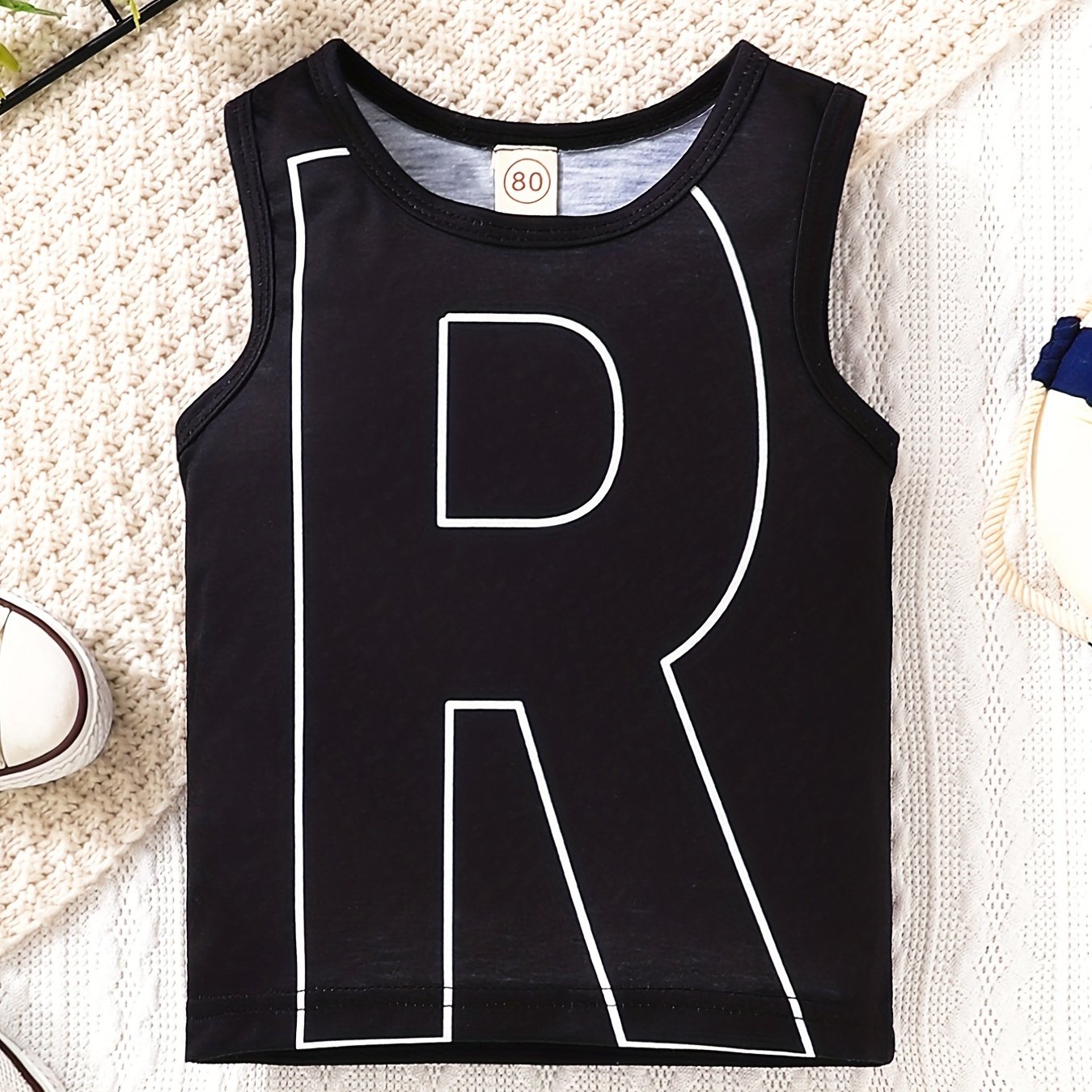 Toddler Baby Boys R Print Vest Causal Top