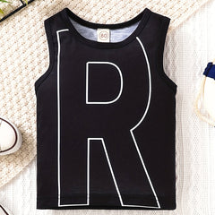 Toddler Baby Boys R Print Vest Causal Top