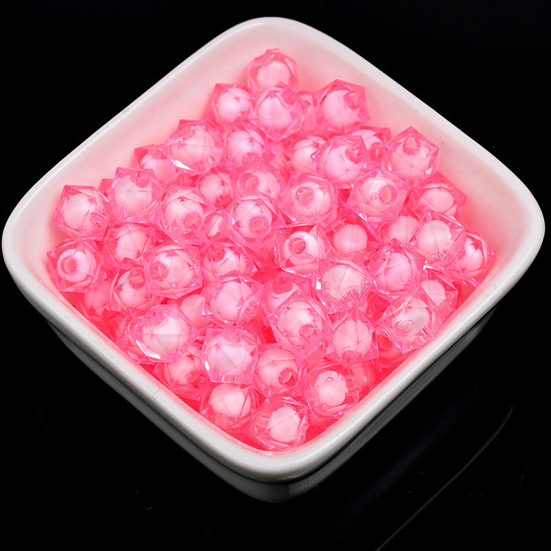 100 Pcs 8mm Square Acrylic Faceted Beads DIY Jewelry Accessory Beads