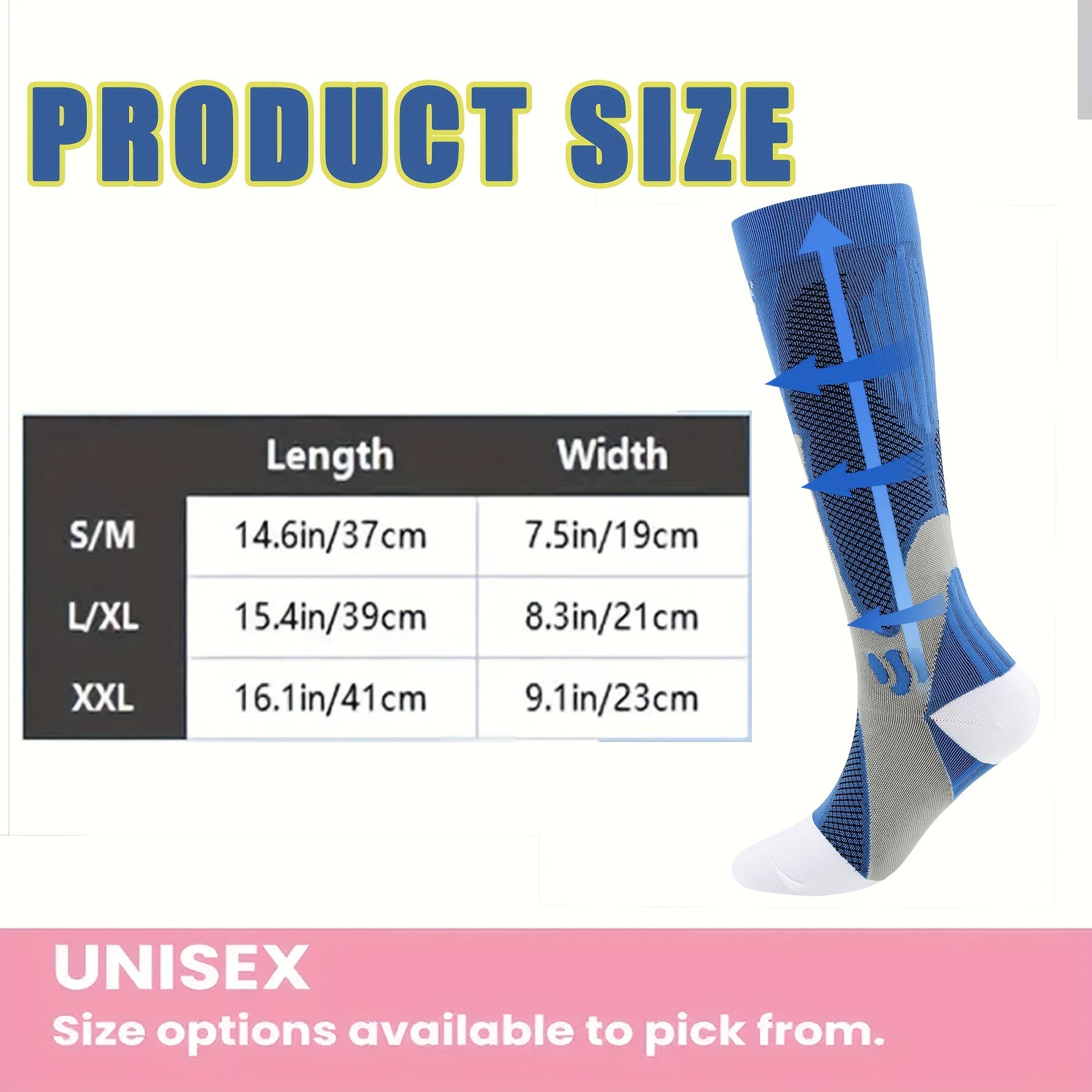 Nylon Compression Socks 15-20 mmHg Over the calf for Women & Men