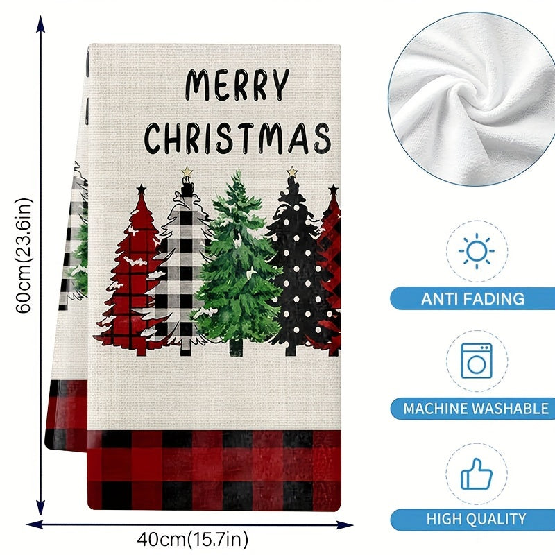 2pcs Christmas Pattern Microfiber Towels Soft Absorbent Fingertip Towel