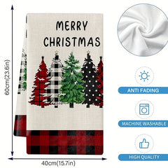 2pcs Christmas Pattern Microfiber Towels Soft Absorbent Fingertip Towel