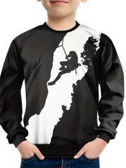Boys Climbing 3D Print Sweatshirt Long Sleeve Pullover Top