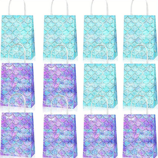 12pcs Mermaid Party Favor Bags Goodie Bags For Mermaid Candy Treat Bags