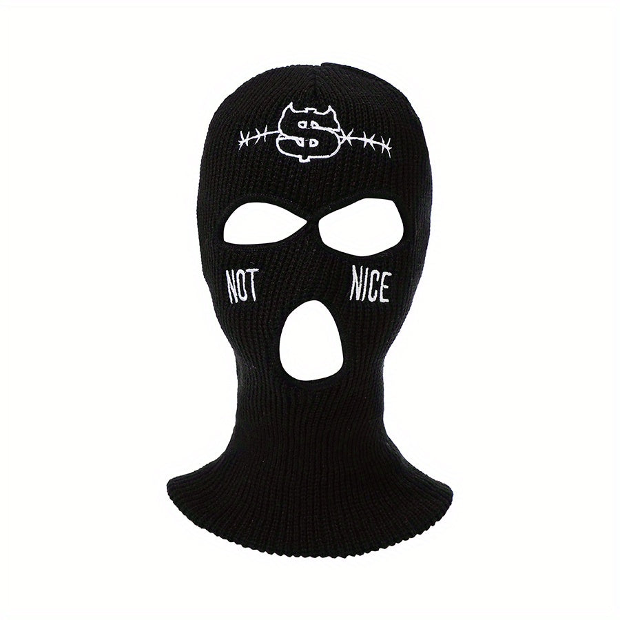 Embroidered Ski Mask Beanie Hip Hop Balaclava Y2K Full Face Cover