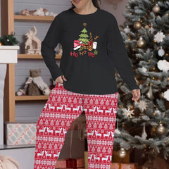 Christmas Tree Pajama Set Women's Plus Print Long S