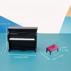 Mini Piano Dollhouse Accessories with Stool and Music Score