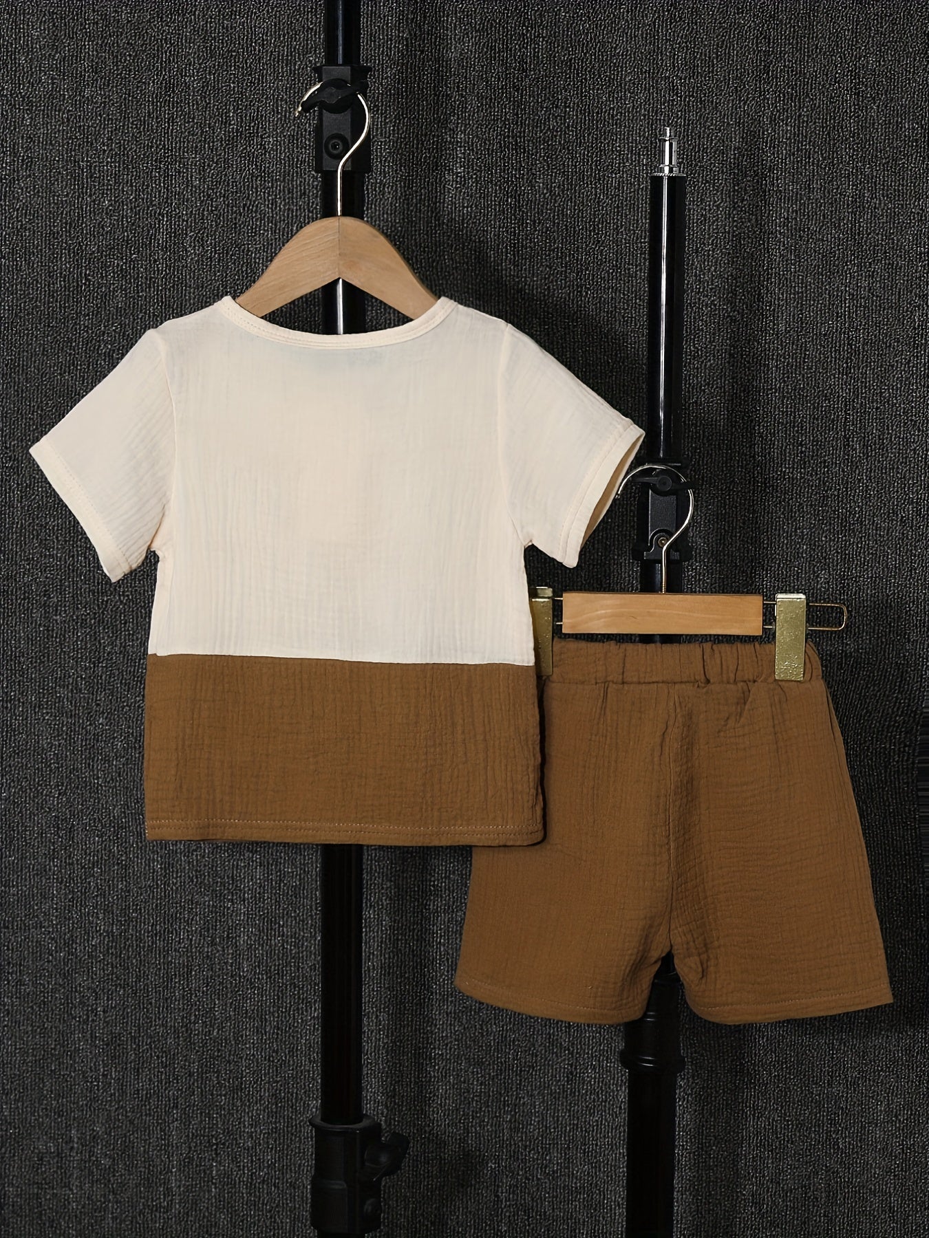 Boys Button T Shirt & Shorts Set Summer Casual Top & Pants