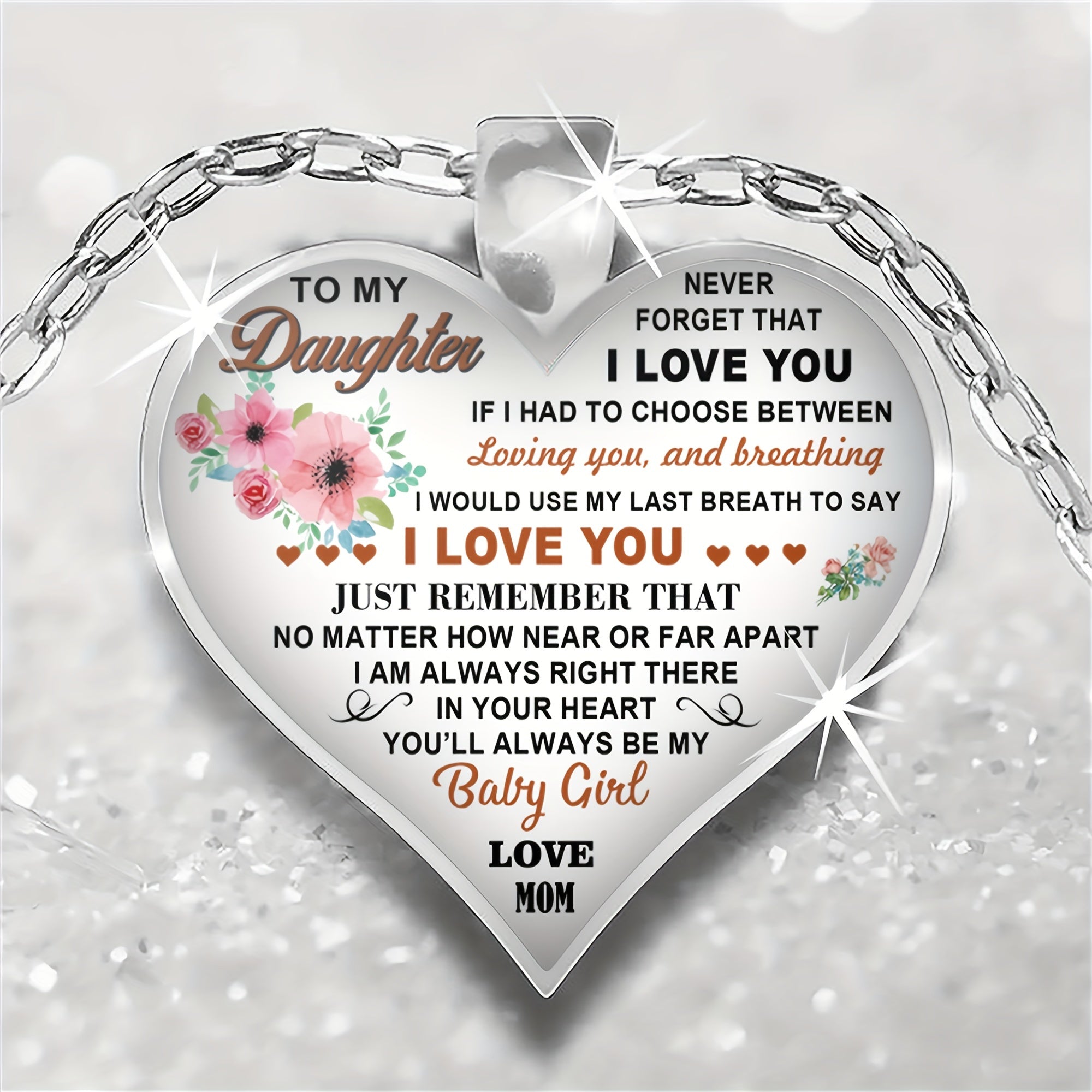 Daughter Heart Pendant Necklace Gift For Kids Accessories