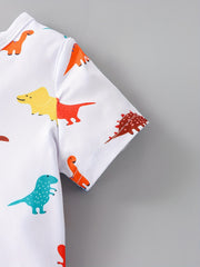 2pcs Baby Boys Dinosaur Print T shirt & Shorts Set