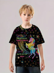3D Dreamy Unicorn Graphic T shirt Girls Short Sleeve Tees