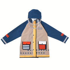 Kids Cartoon Hooded Raincoat Boy Girl Primary School Student Poncho Coat