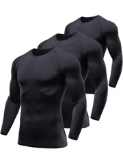 3 Pcs Men's Thermal Compression Shirts Winter Base Layer Top