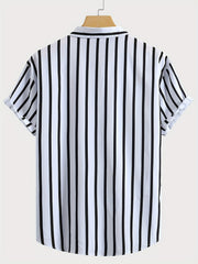 Stripe Print Men's Casual Short Sleeve Shirt Summer Vacation Resort Tops