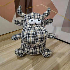 Cartoon Cow Plush Doll Soft Stuffed Animal & Plaid Gift for Christmas Halloween