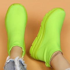 Breathable Slip-On Mesh Running Shoes Soft Comfortable Heighten Sneakers