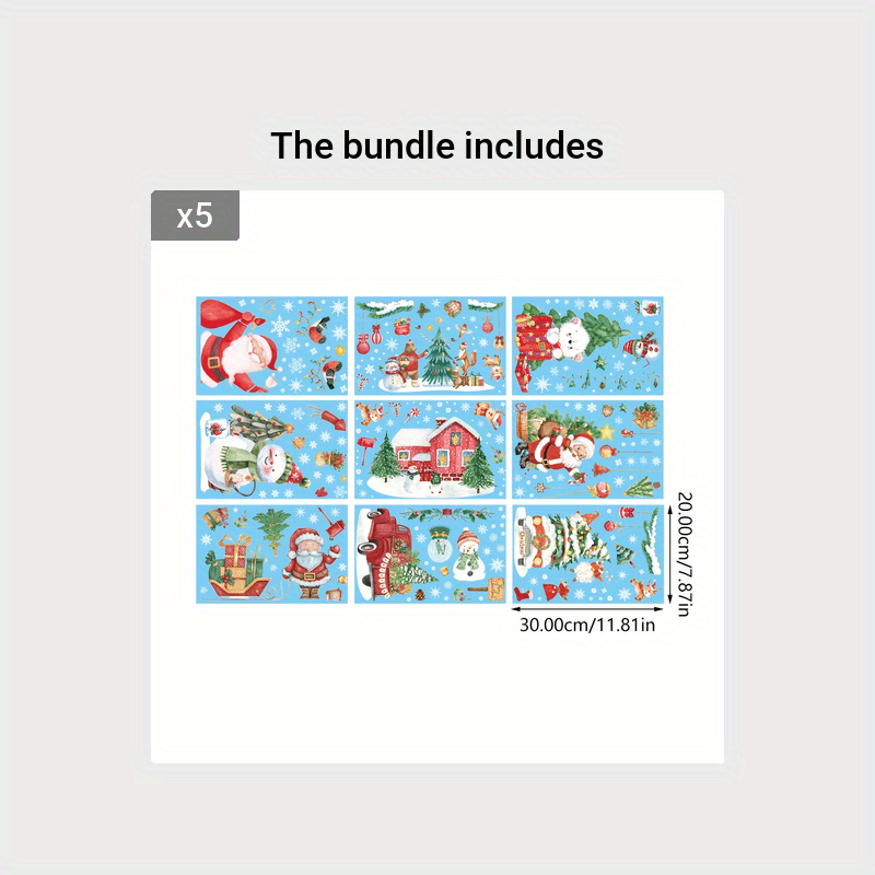 Watercolor Santa Claus Elk Christmas Window Stickers