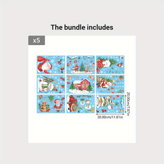 Watercolor Santa Claus Elk Christmas Window Stickers