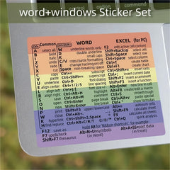 Windows Word Shortcut Stickers Set for Laptop No Adhesive PVC Colorful Labels