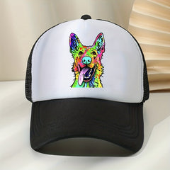 Dog Printed Breathable Sunscreen Mesh Hat For Outdoor Activities
